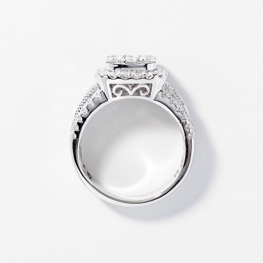 Diamond Cluster Ring 10K White Gold (2.00 ct tw)