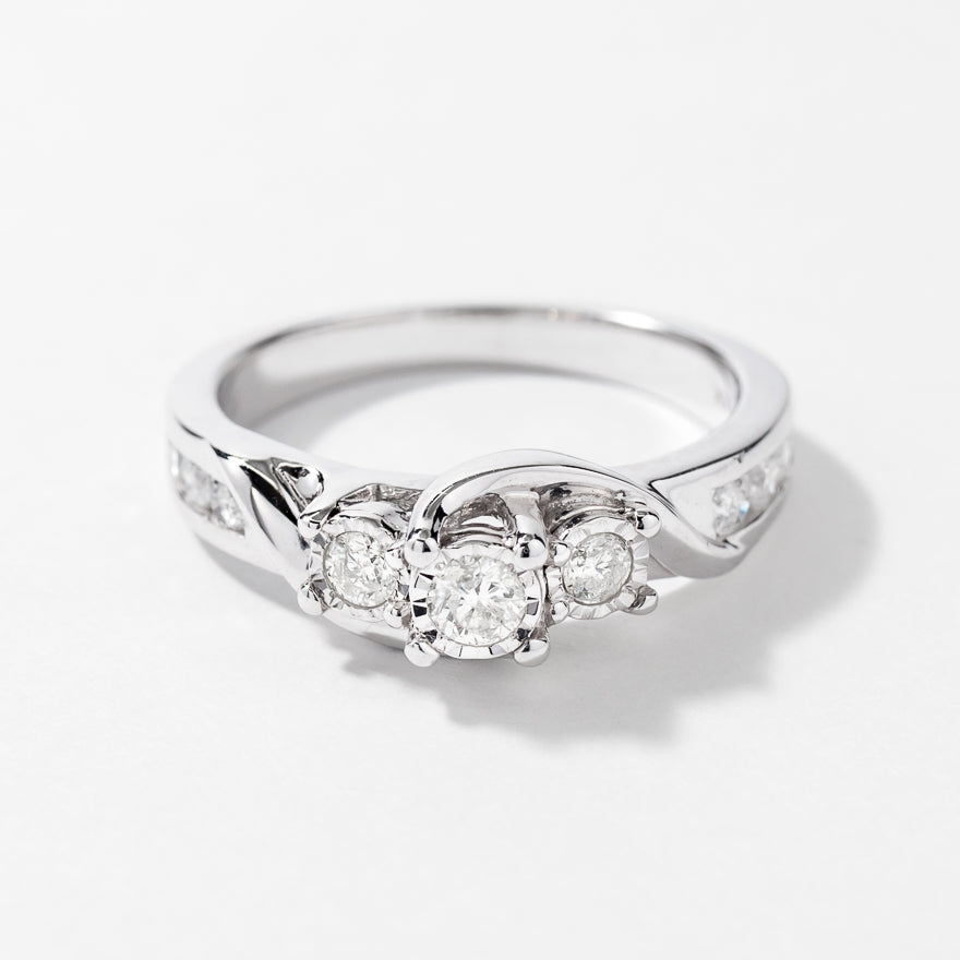 Diamond Mini Engagement Ring in 10K White Gold (0.50 ct tw)