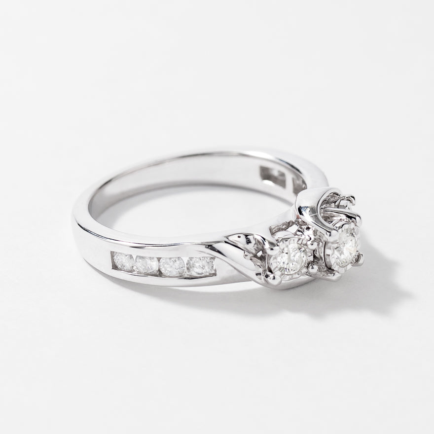 Diamond Mini Engagement Ring in 10K White Gold (0.50 ct tw)