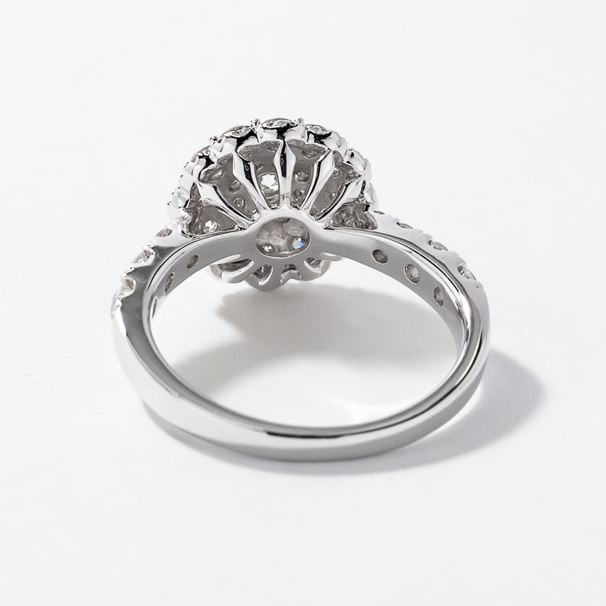 Diamond Cluster Ring in 18K White Gold (1.52 ct tw)