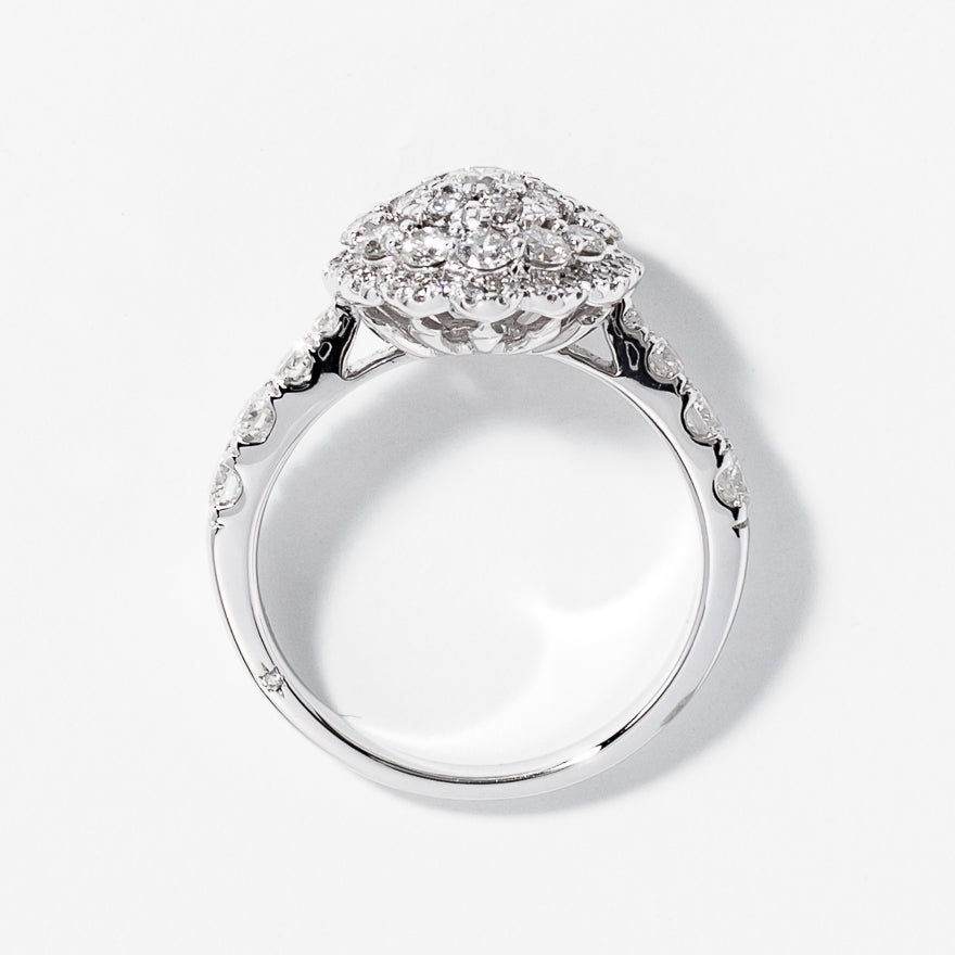 Diamond Cluster Ring in 18K White Gold (1.52 ct tw)