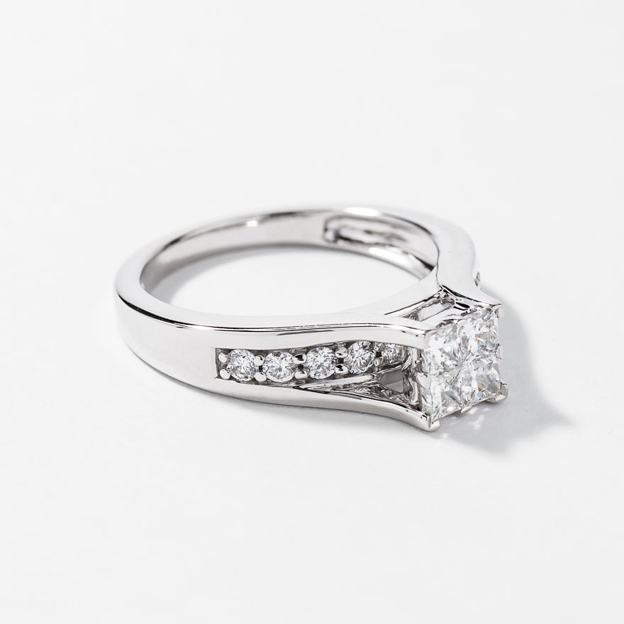 Princess Cut Diamond Engagement Ring in 14K White Gold (0.79 ct tw)