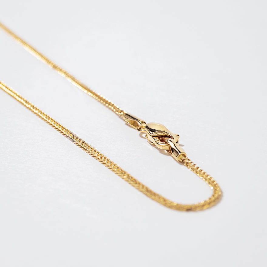 14K Yellow Gold 0.8mm Square Wheat Chain (16")