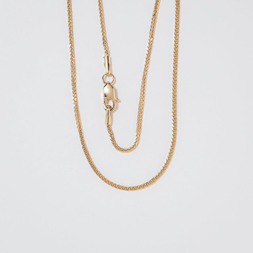 14K Yellow Gold 0.8mm Square Wheat Chain (16")