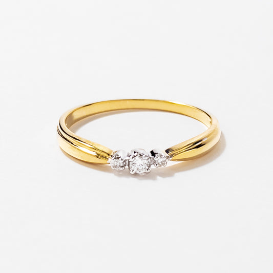 Three-Stone Diamond Promise Ring in 10K White and Yellow Gold (0.04ct tw)