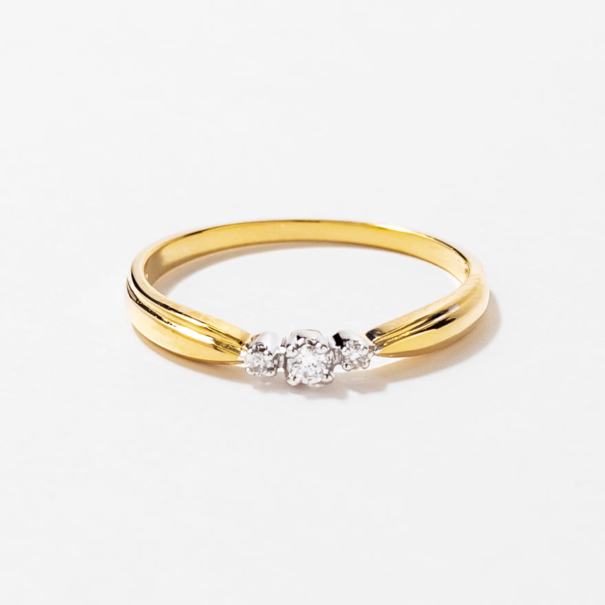 Three-Stone Diamond Promise Ring in 10K White and Yellow Gold tw)