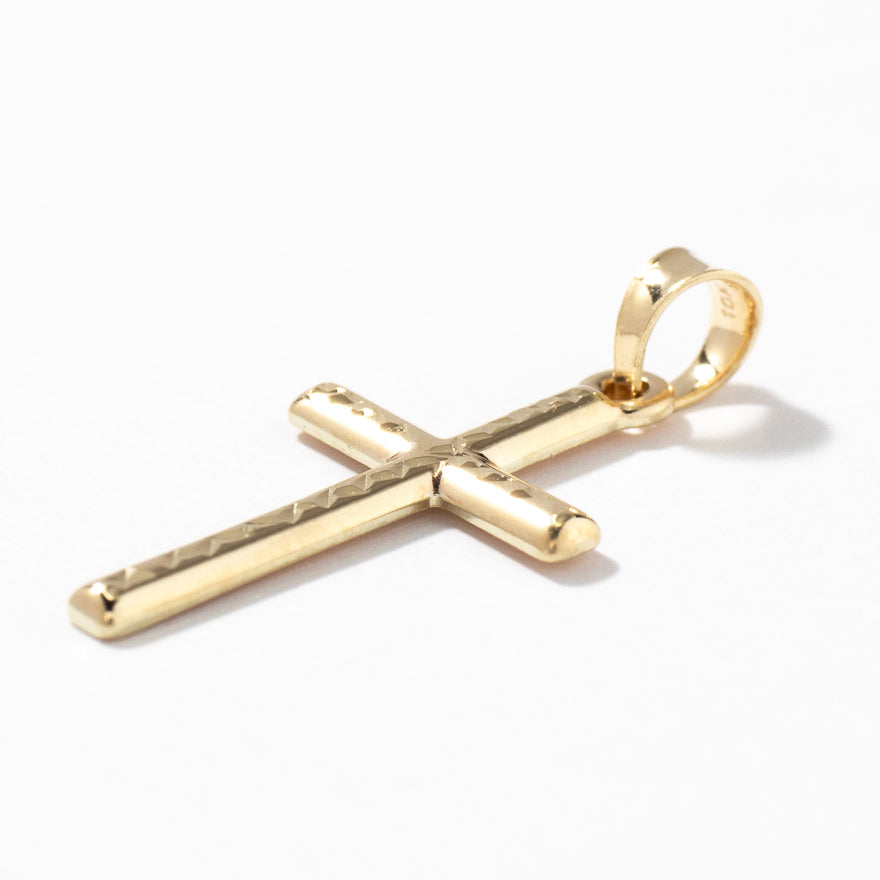 Diamond Cut Cross Pendant in 10K Yellow Gold
