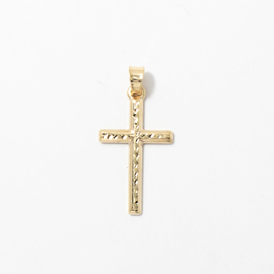 Diamond Cut Cross Pendant in 10K Yellow Gold