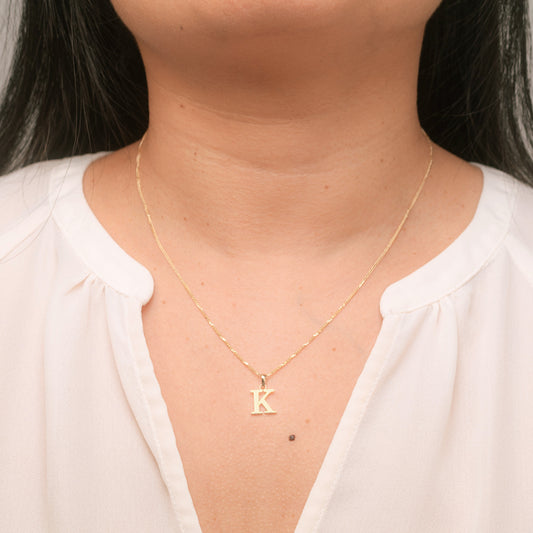 "K" Initial Pendant in 10K White Gold