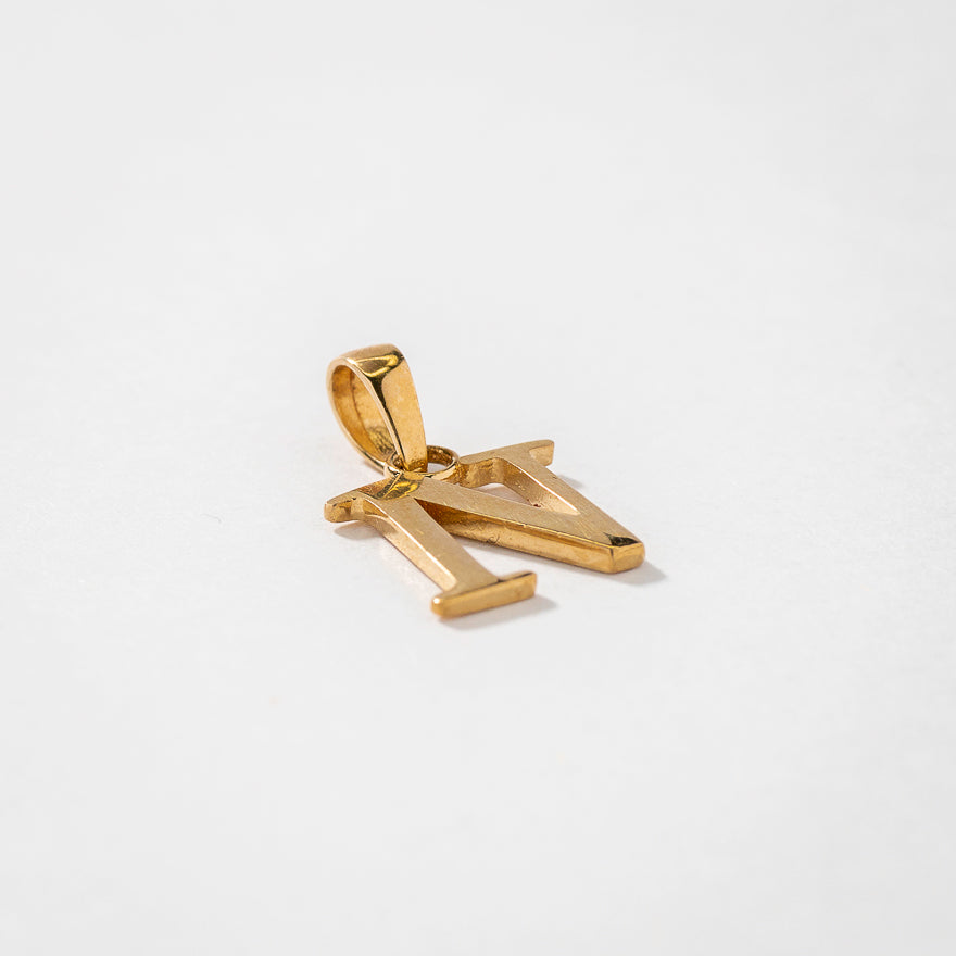 Hot 10kt yellow gold initial N Pendant