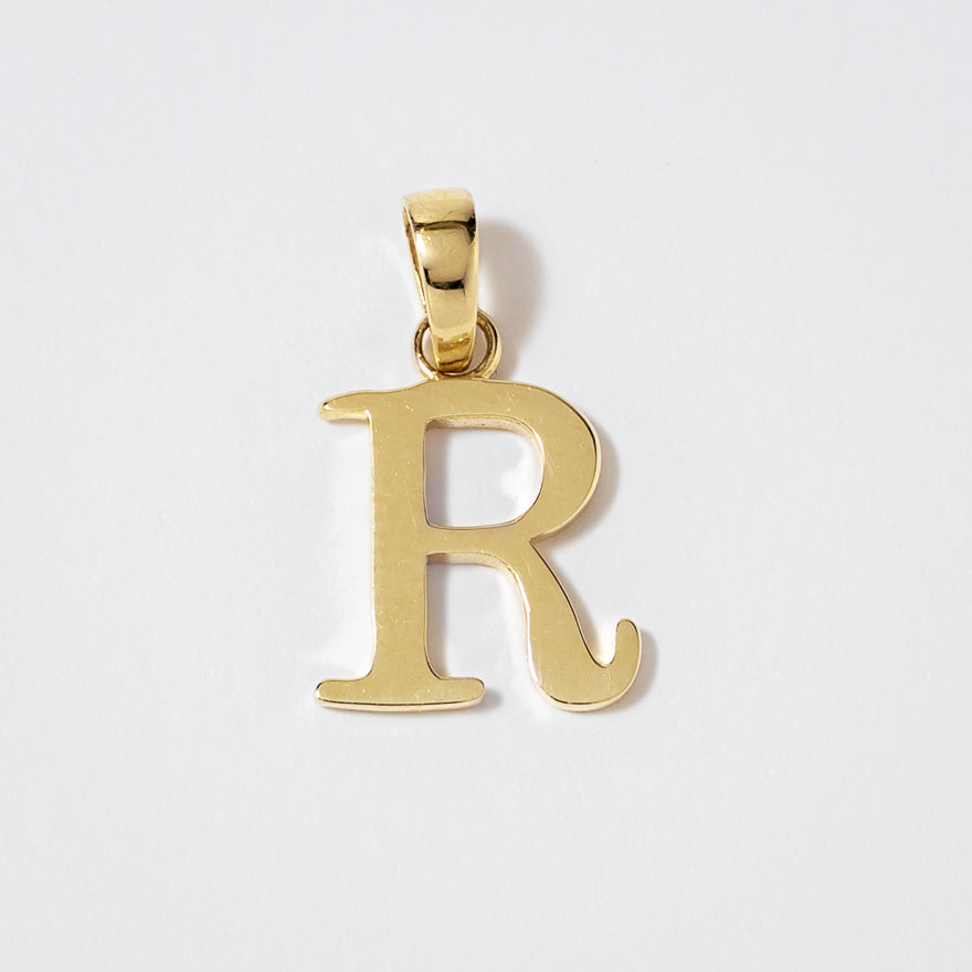 "R" Initial Pendant in 10K Yellow Gold