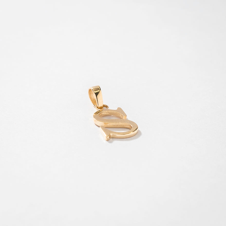 "S" Initial Pendant in 10K Yellow Gold