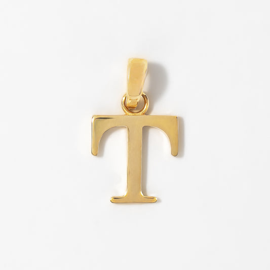 "T" Initial Pendant in 10K Yellow Gold