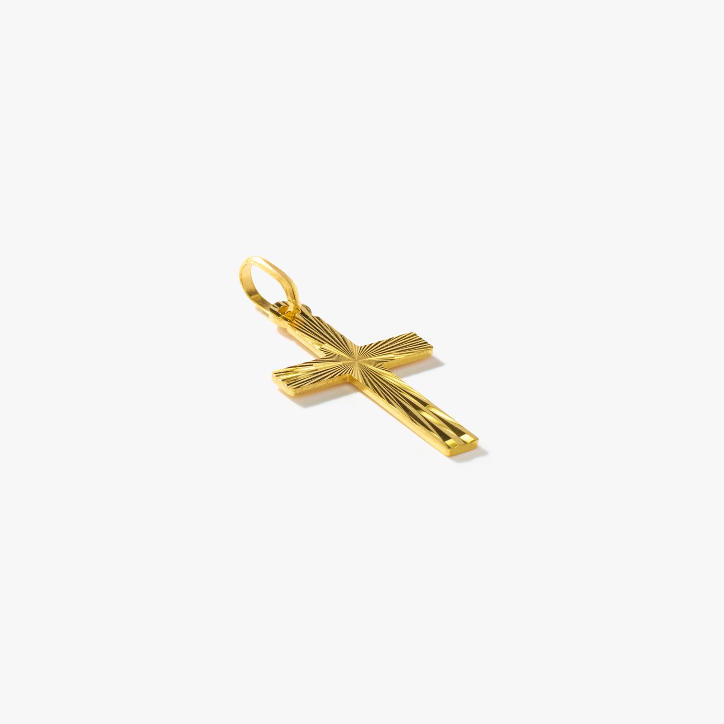 Diamond Cut Cross Charm in 10K Italian Yellow Gold