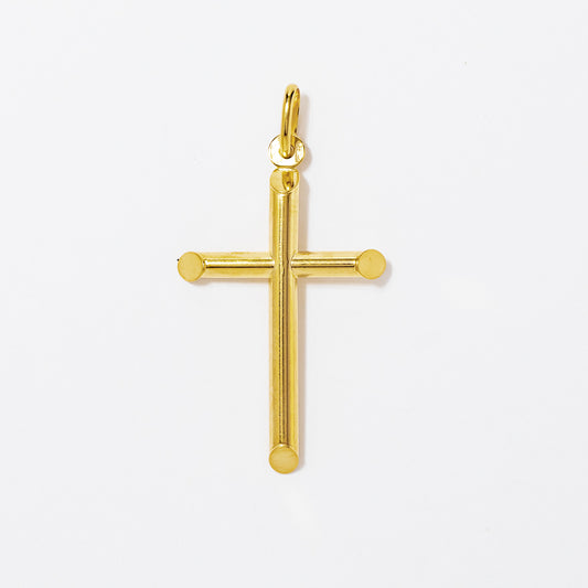 Round Tube Cross Pendant in 10K Yellow Gold