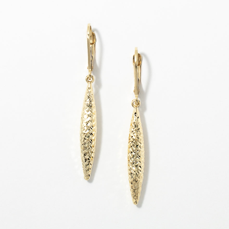 Diamond Cut Drop Earrings in 10K Yellow Gold