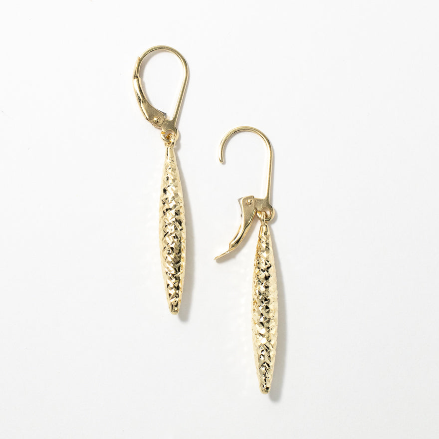 Diamond Cut Drop Earrings in 10K Yellow Gold