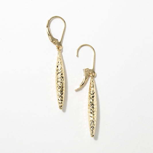 Diamond Cut Drop Earrings in 10K Yellow Gold