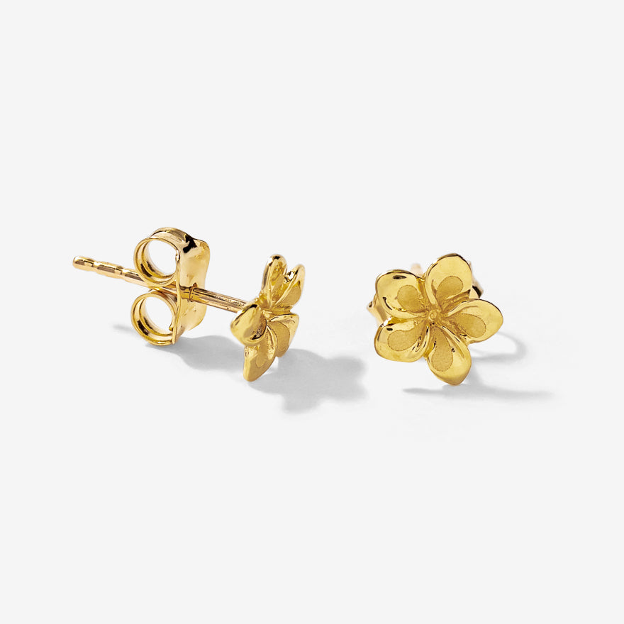 Flower Stud Earrings in 10K Yellow Gold