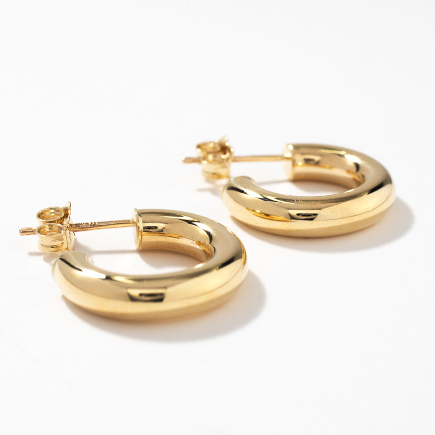 4x18mm Hoop Stud Earrings in 10K Yellow Gold