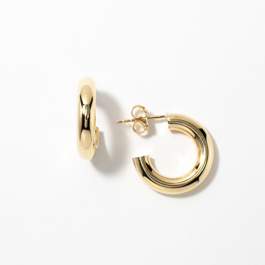 4x18mm Hoop Stud Earrings in 10K Yellow Gold