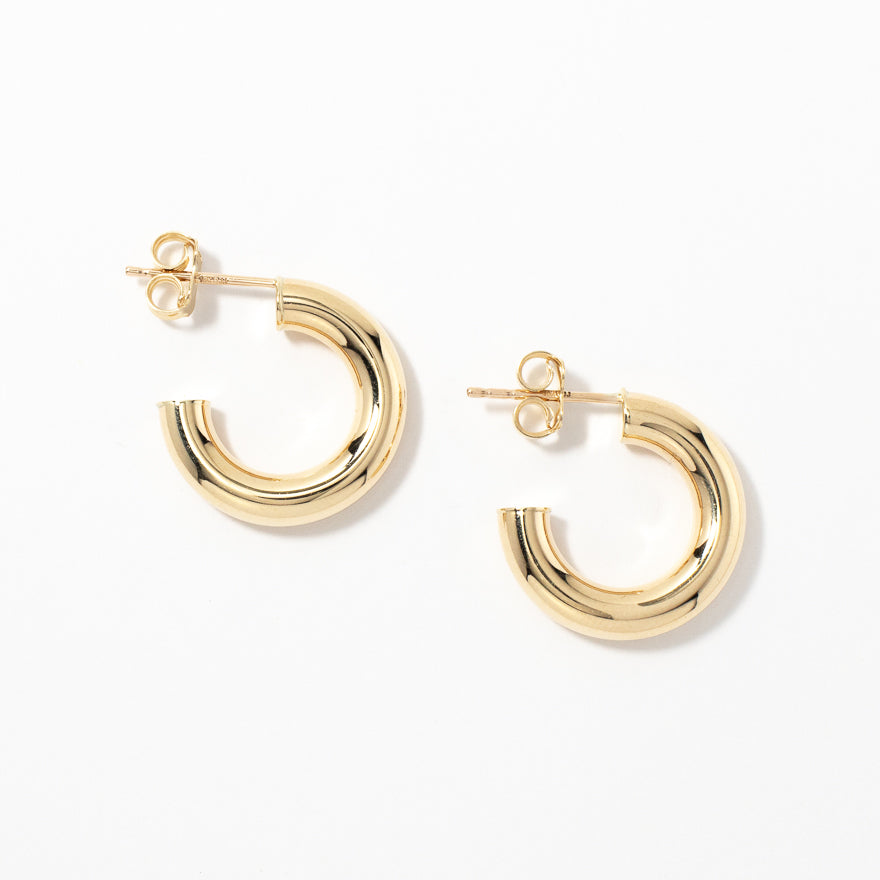 4x18mm Hoop Stud Earrings in 10K Yellow Gold