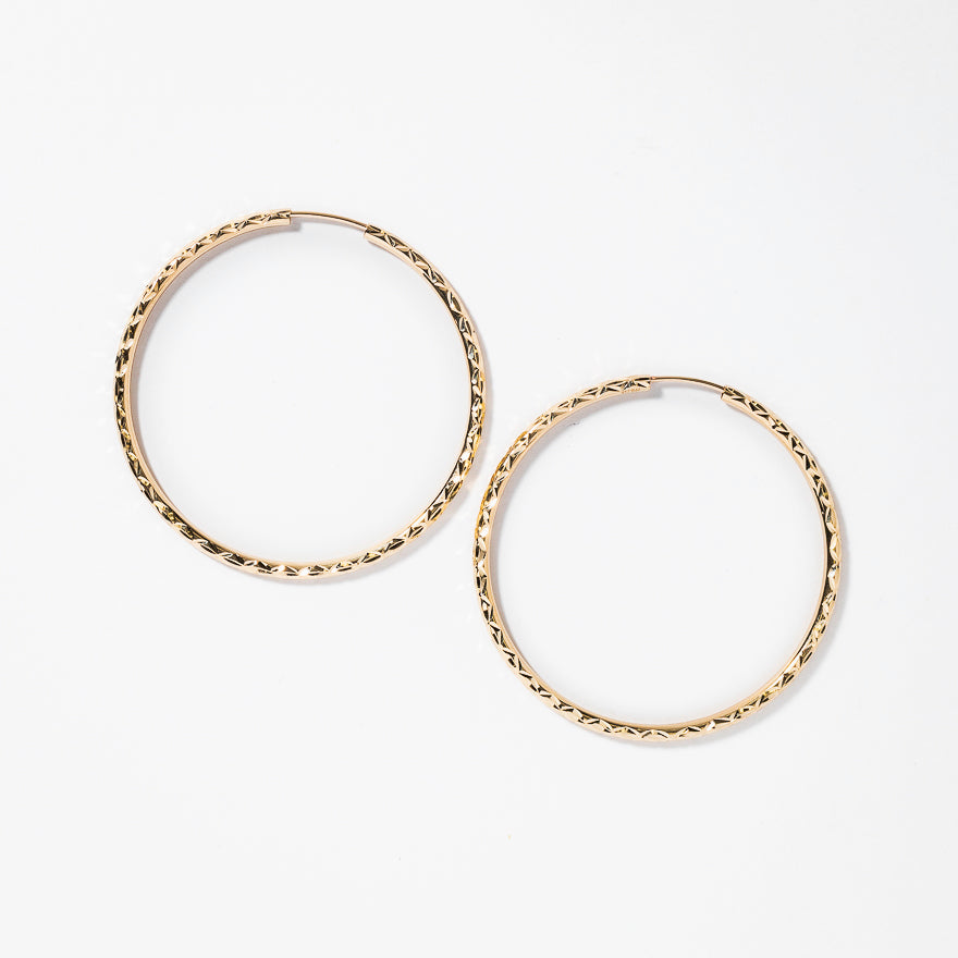 10k yellow gold diamond shop cut hoop earrings