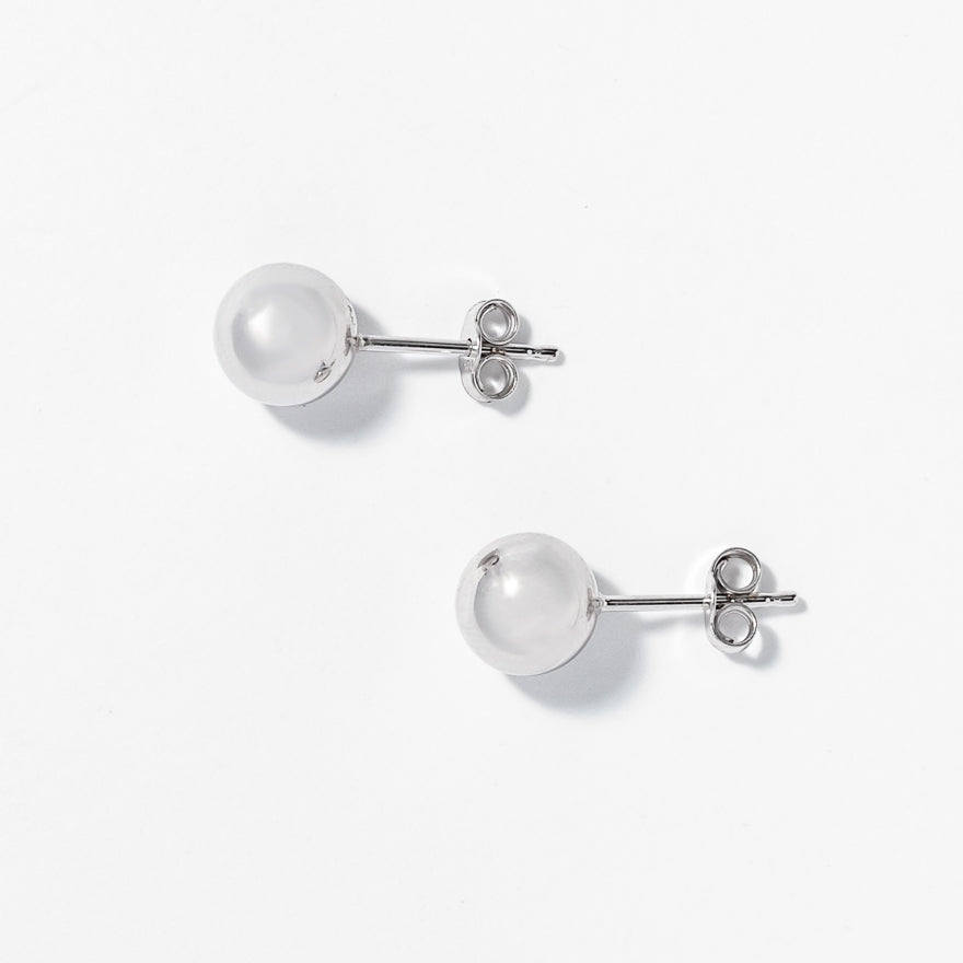 Ball Stud Earrings in 10K White Gold