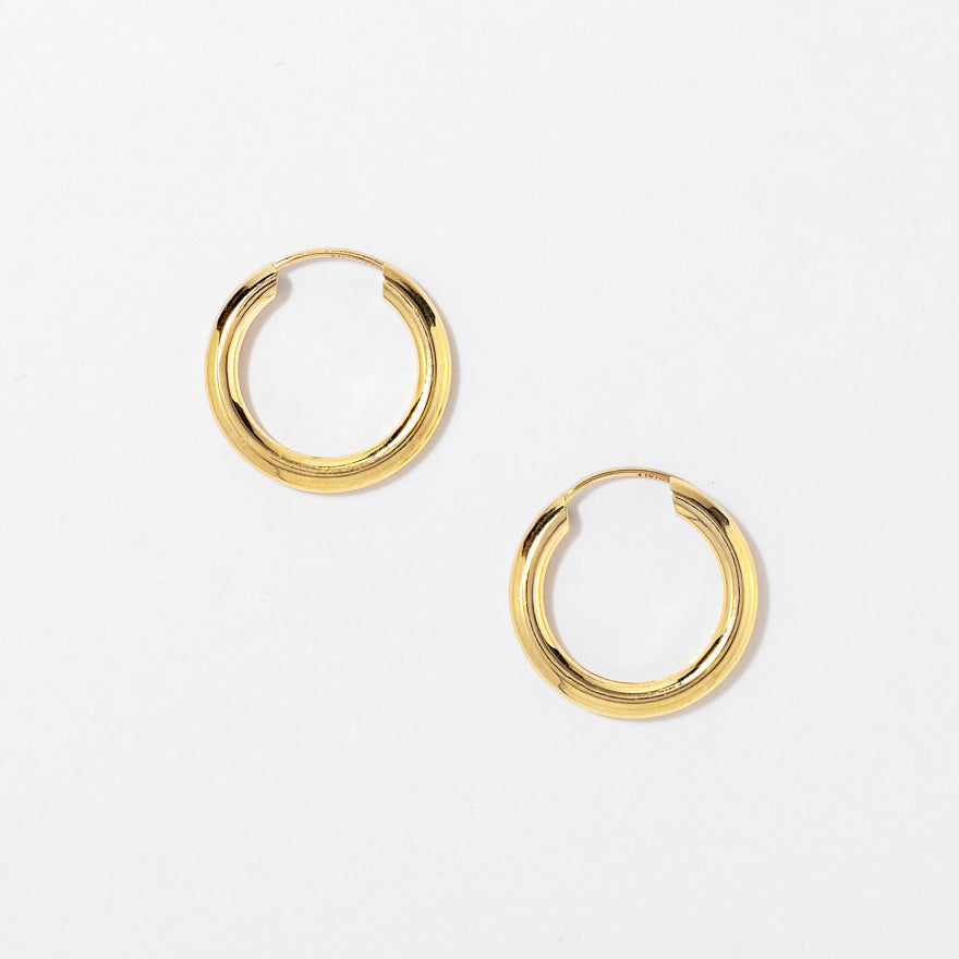 2x15mm Sleeper Earrings in 10K Yellow Gold