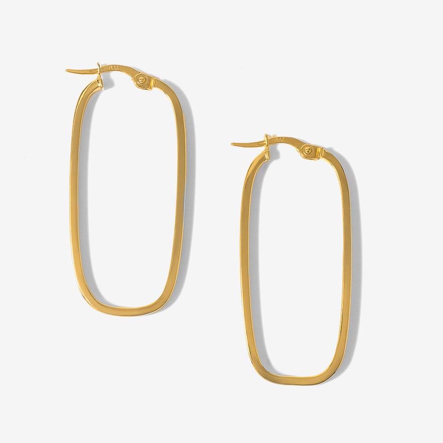 Rectangle Hoop Earrings in 10K Yellow Gold