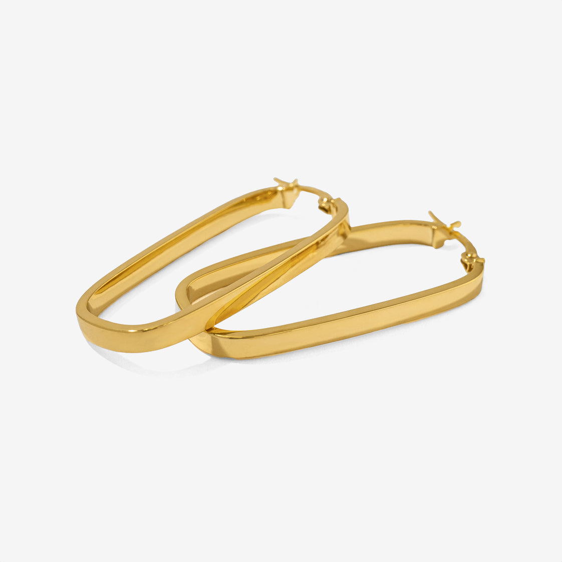 Rectangle Hoop Earrings in 10K Yellow Gold