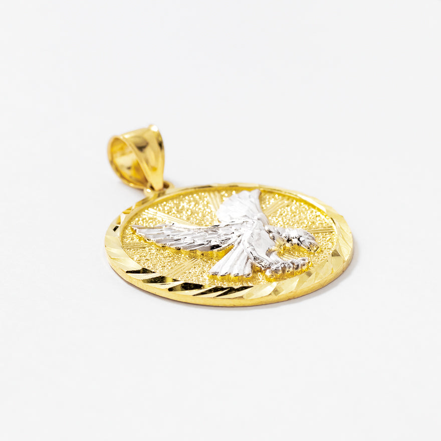 Eagle Medallion Pendant in 10K Yellow and White Gold