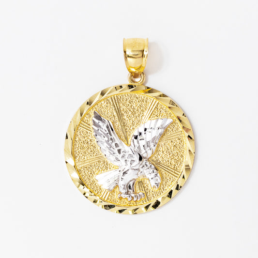 Eagle Medallion Pendant in 10K Yellow and White Gold