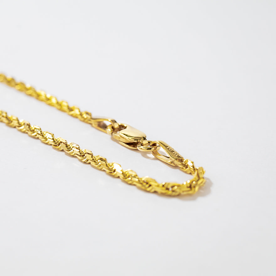 2mm Diamond Cut Rope Chain in 10K Yellow Gold (20