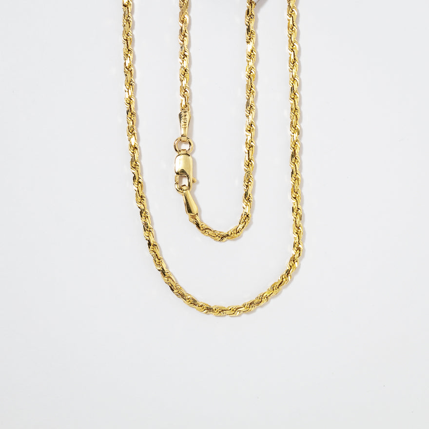 2mm Diamond Cut Rope Chain in 10K Yellow Gold (20