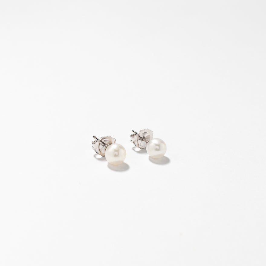 5-5.5mm Cultured Pearl Stud Earrings in 14K White Gold