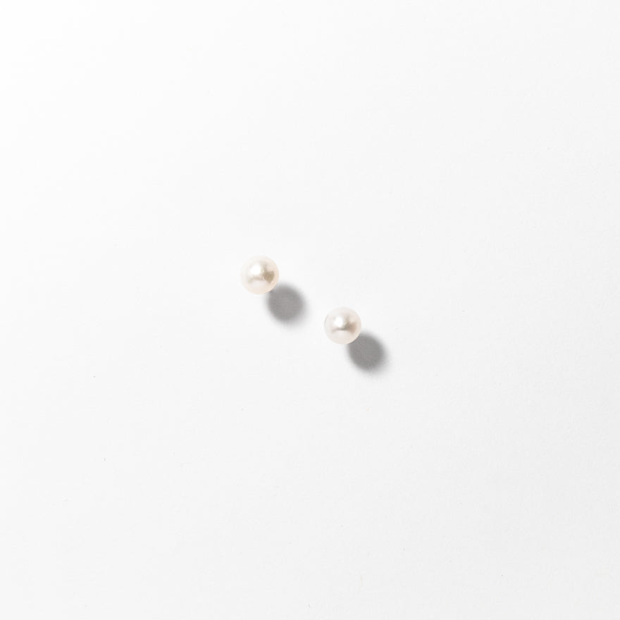 Cultured Pearl Stud Earrings in 14K White Gold