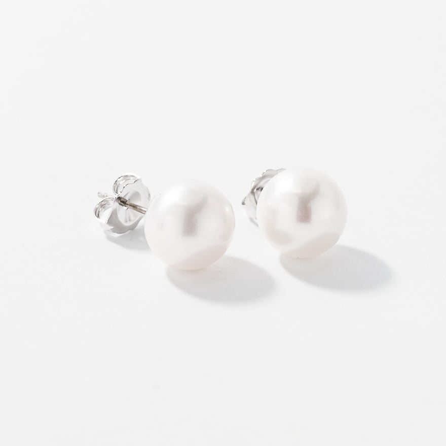 8.5-9mm Pearl Stud Earrings in 14K White Gold