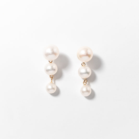 Pearl Drop Earrings in 14K Yellow Gold