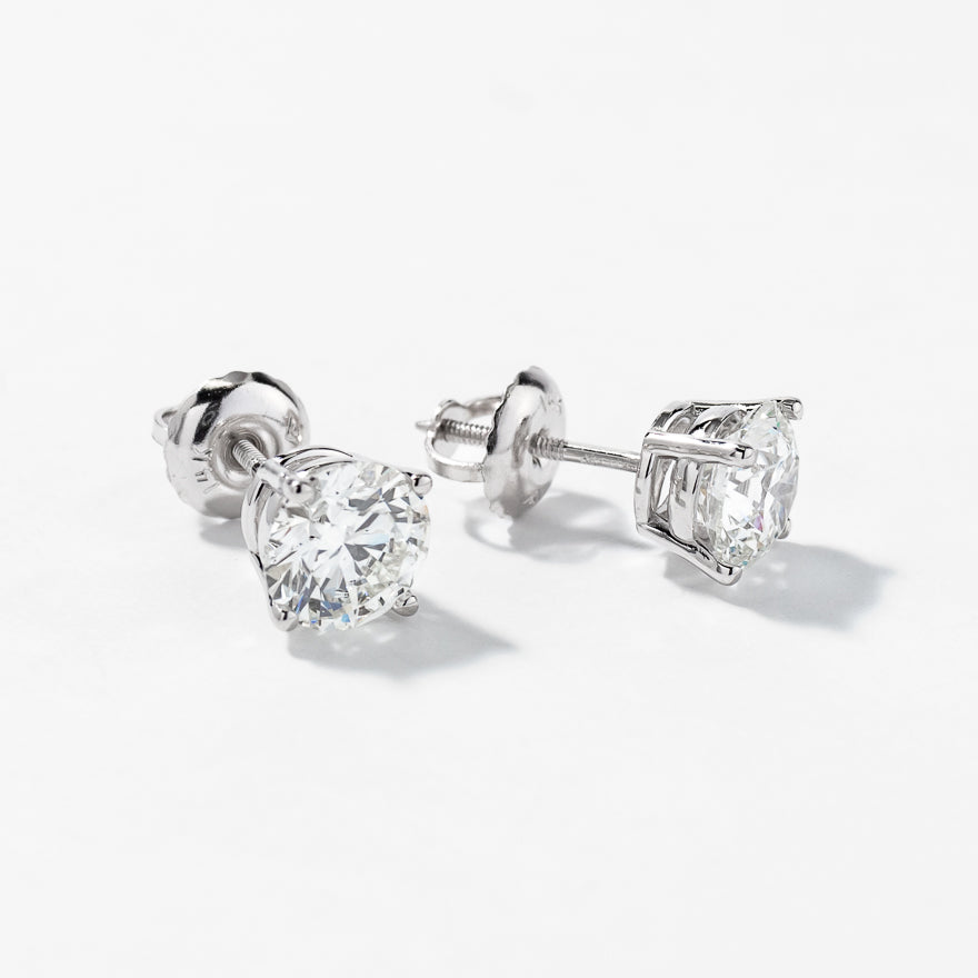 Lab Grown Diamond Stud Earrings in 14K White Gold (1.50 ct tw)