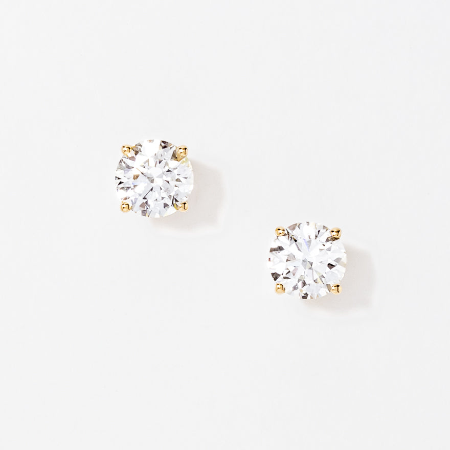 Diamond Cluster Stud Earrings in 14K Yellow and White Gold (1.00 ct tw)