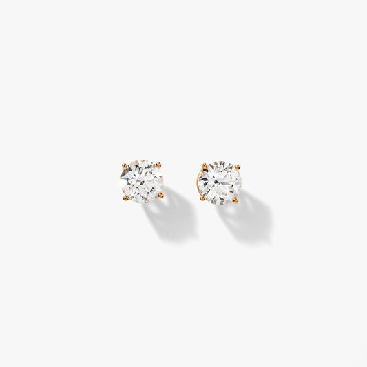 Lab Grown Round Cut Diamond Stud Earrings in 14K Yellow Gold (2.00 ct tw)