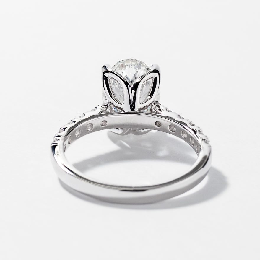 Lab Grown Oval Cut Diamond Engagement Ring 14K White Gold (3.50 ct