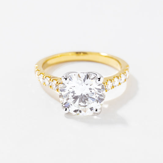 Lab Grown Round Cut Diamond Engagement Ring in 14K Yellow and White Gold (3.50 ct tw)