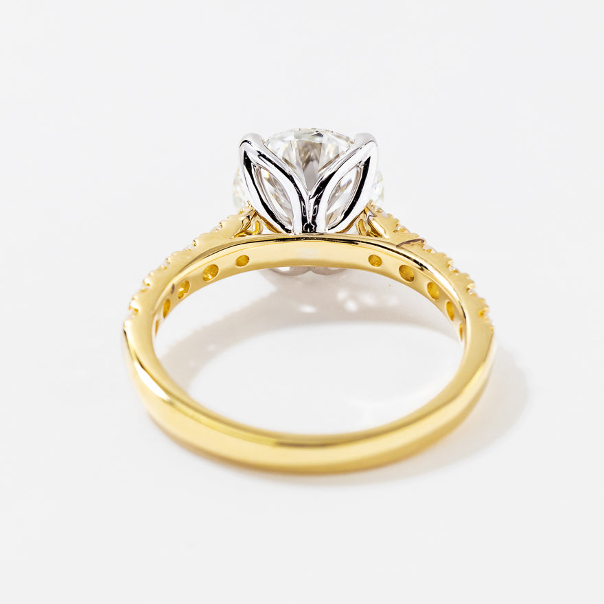 Lab Grown Round Cut Diamond Engagement Ring in 14K Yellow and White Gold (3.50 ct tw)