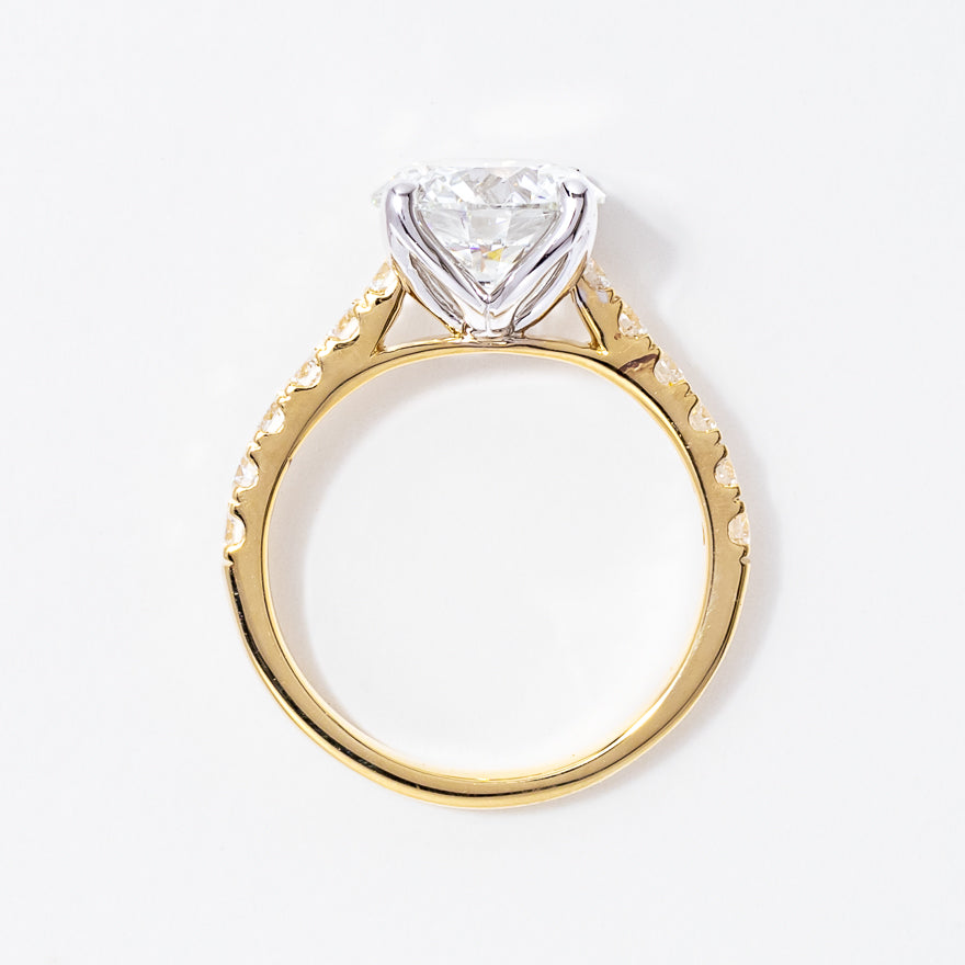 Lab Grown Round Cut Diamond Engagement Ring in 14K Yellow and White Gold (3.50 ct tw)