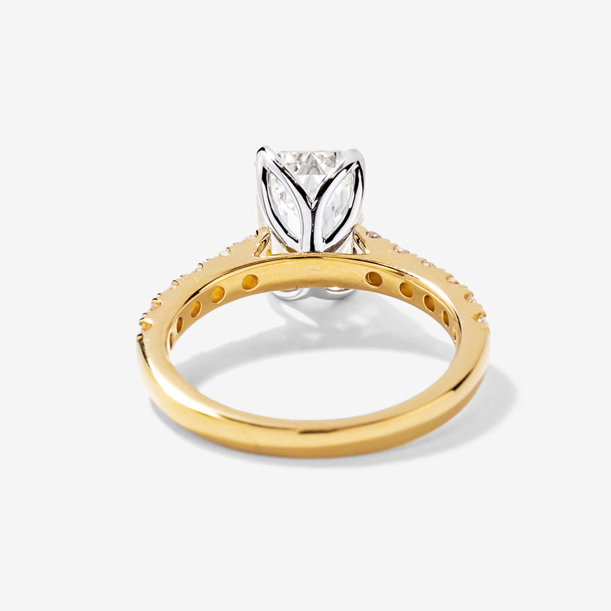 Emerald Cut Lab Grown Diamond Engagement Ring in 14K Yellow and White Gold (3.50 ct tw)