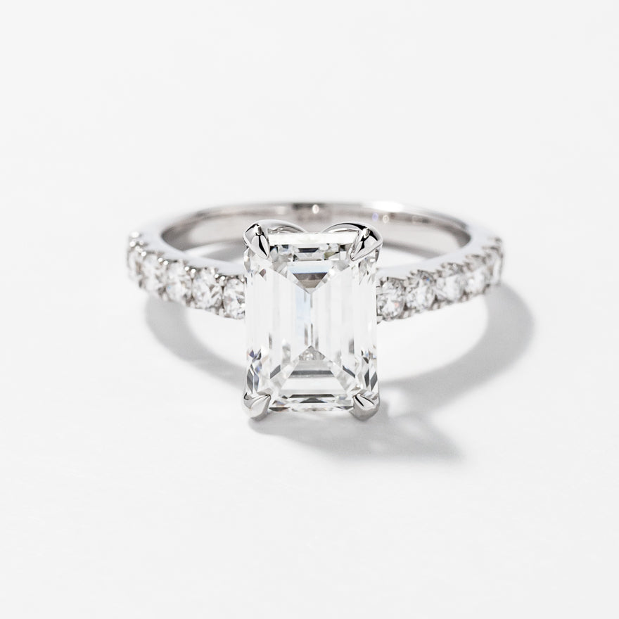 Emerald Cut Lab Grown Diamond Engagement Ring in 14K White Gold (3.50 ct tw)