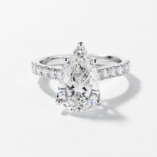 Lab Grown Pear Cut Diamond Engagement Ring in 14K White Gold (3.50 ct tw)