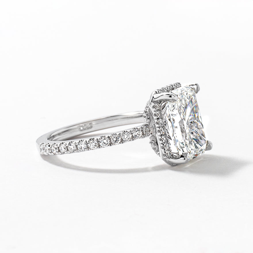 Radiant Cut Lab Grown Diamond Engagement Ring in 18K White Gold